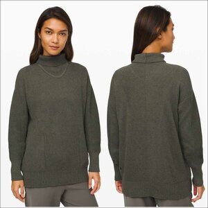 Women's Lululemon Cozy Calling Turtleneck Sweater - Heathered Pesto- Size M